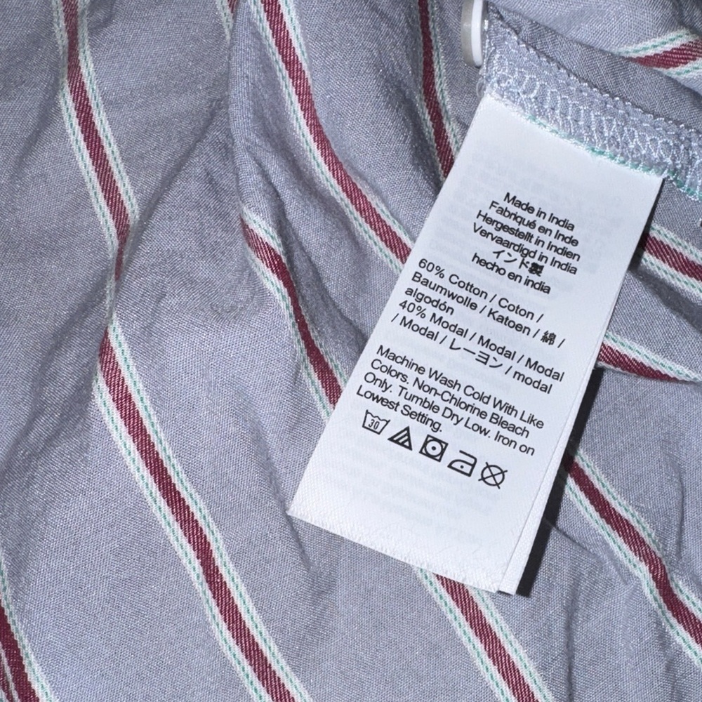 J.Crew V-Neck Tie Front Striped Cotton Modal Blouse - Picture 6 of 6